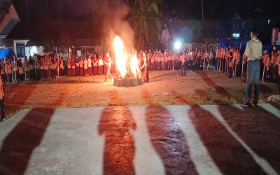 Api Unggun Meriah, Kegiatan Pramuka Gabungan SD dan SMP Lasembangi Jadi Pengalaman Berharga